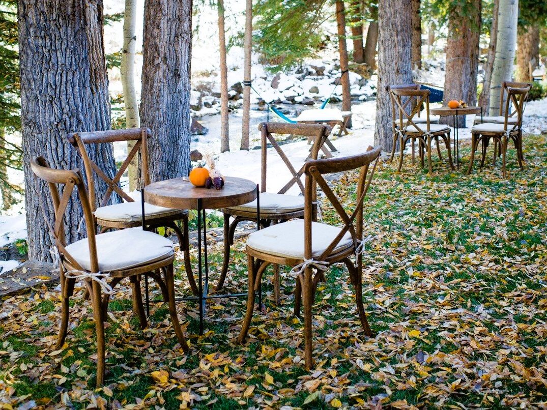 wooden farm chair rentals