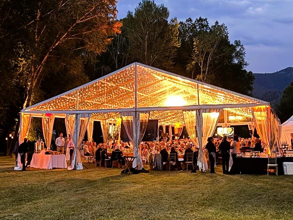 party tent with lights