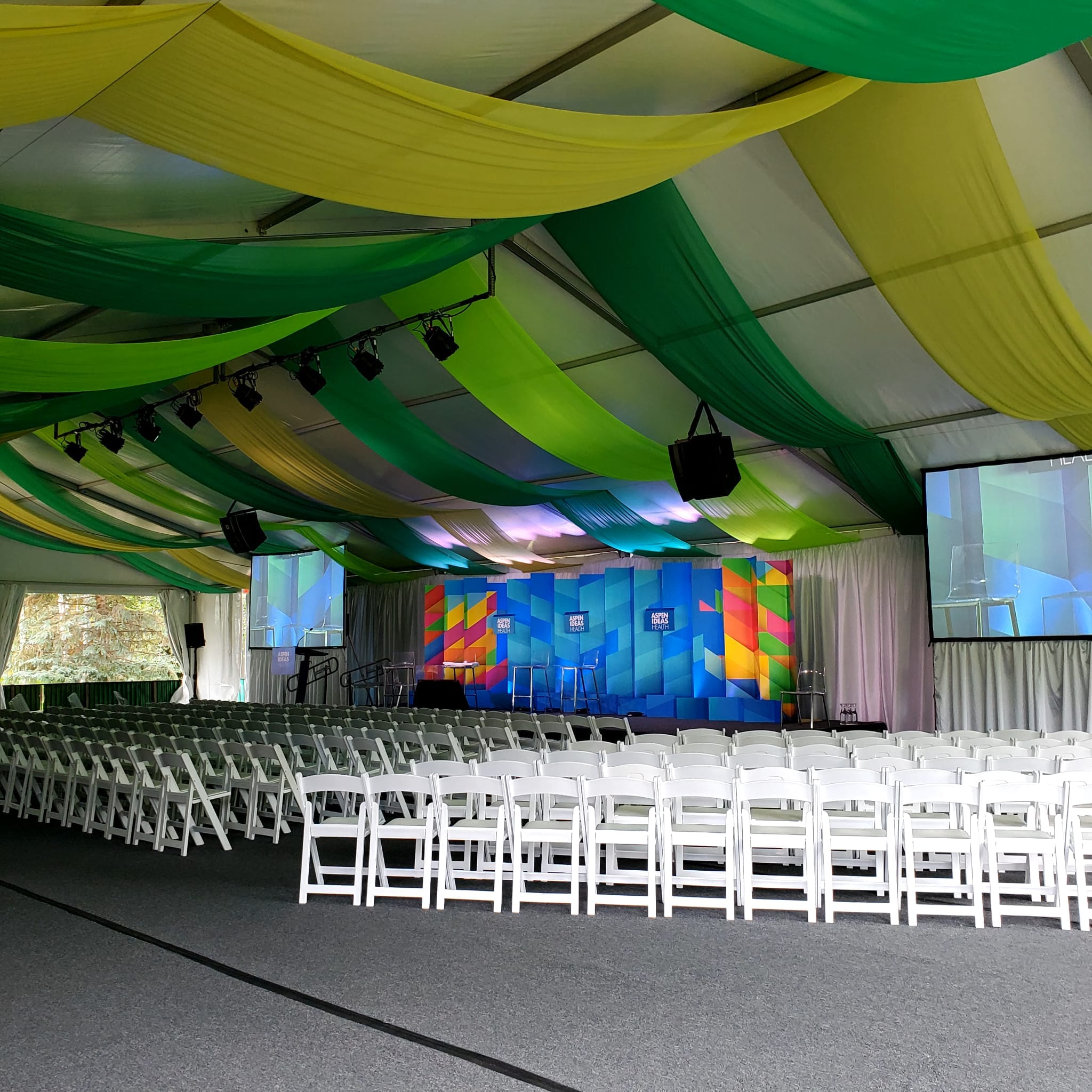 tent, chair, and AV rentals for corporate event