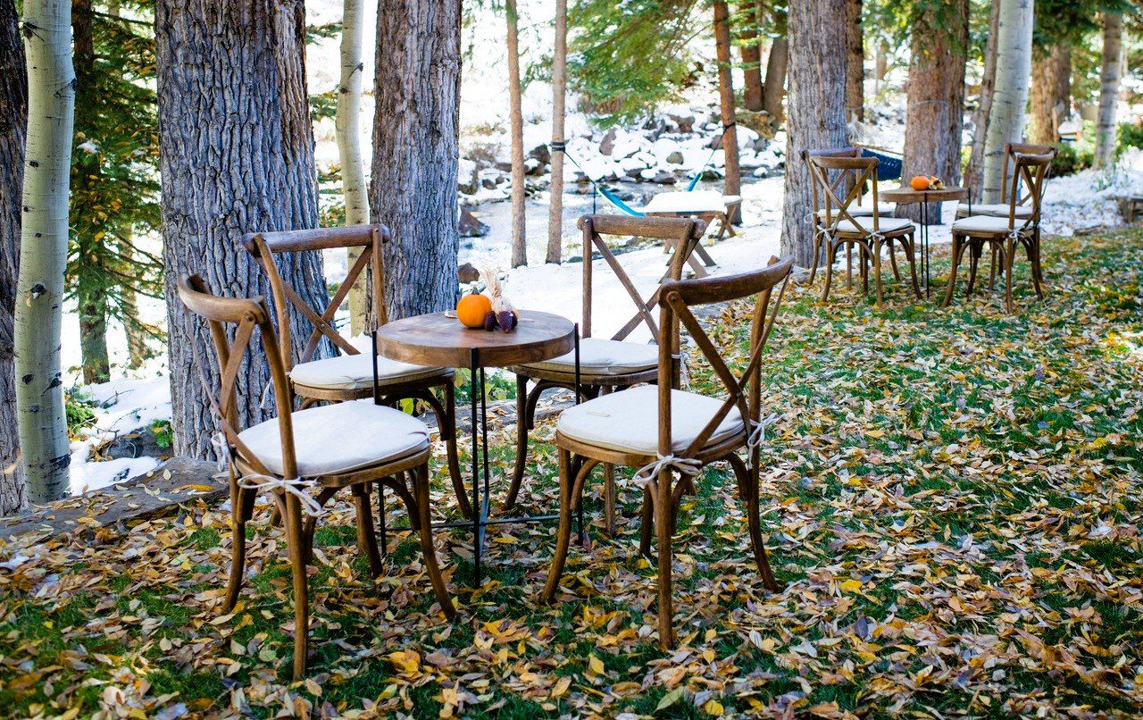 wooden table and chair rentals