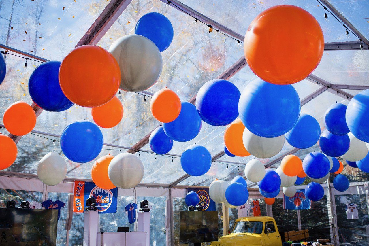 new york mets themed birthday party balloons