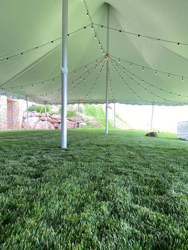 event tent rental with string lights
