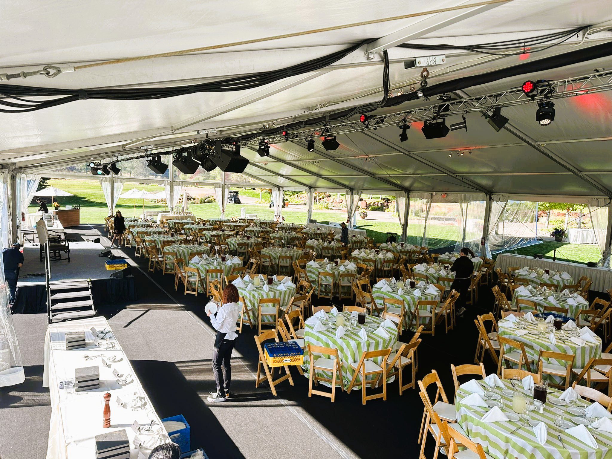 wedding reception under large tent