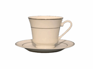 WHITE PLATINUM RIM CUP AND SAUCER- 6 OZ.