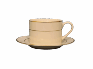 IVORY W/ GOLD BAND CUP AND SAUCER - 6 OZ.
